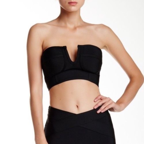 Few Moda Strapless Split Neck Bandeau Crop Bra Top - Picture 1 of 5